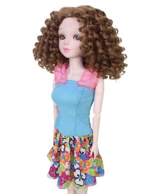 Wigs2you WD40-061 カーリードールウィッグ ライトブラウン、6インチ 難燃性合成繊維、調節可能なキャップレスフィット  "