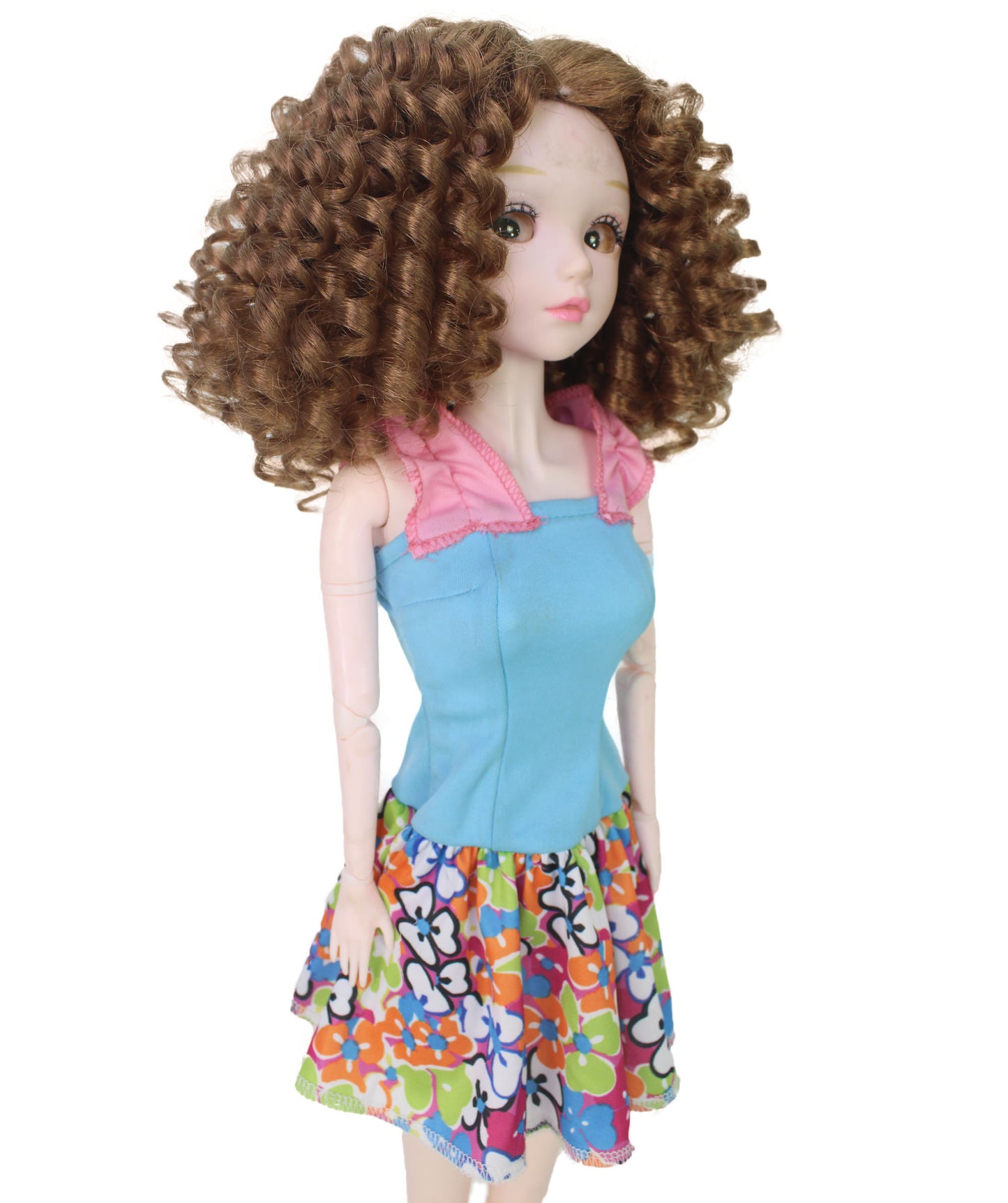 Wigs2you WD40-061 カーリードールウィッグ ライトブラウン、6インチ 難燃性合成繊維、調節可能なキャップレスフィット  "