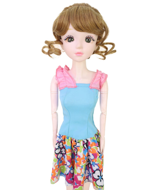 Wigs2you WD40-062 ブラウン ドールウィッグ、BJD 6インチヘア、難燃性合成ショートヘア、調節可能なキャップレスフィット