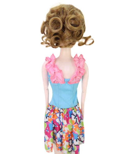 Wigs2you WD40-062 ブラウン ドールウィッグ、BJD 6インチヘア、難燃性合成ショートヘア、調節可能なキャップレスフィット