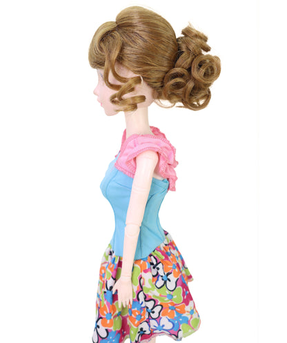 Wigs2you WD40-062 ブラウン ドールウィッグ、BJD 6インチヘア、難燃性合成ショートヘア、調節可能なキャップレスフィット