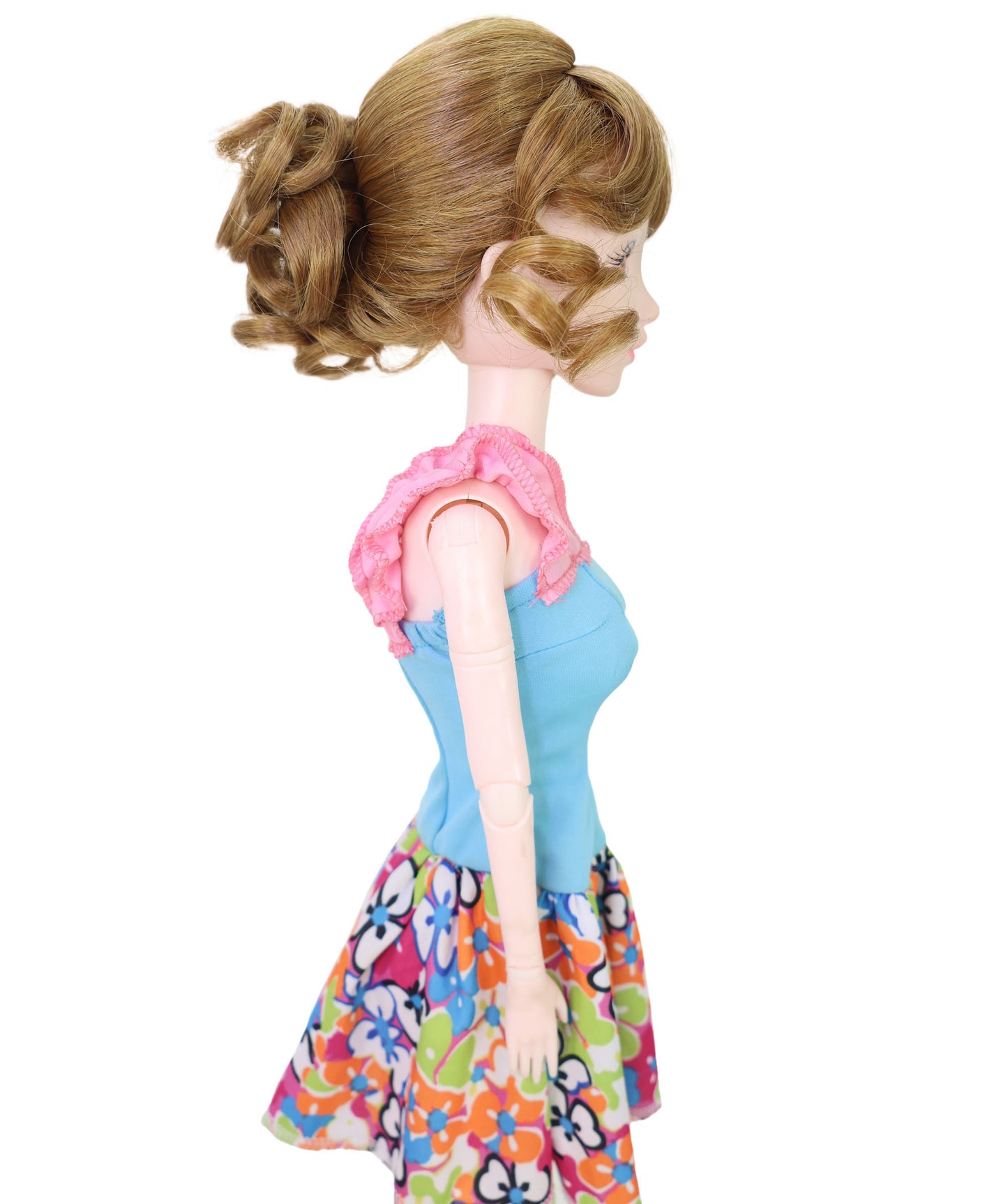 Wigs2you WD40-062 ブラウン ドールウィッグ、BJD 6インチヘア、難燃性合成ショートヘア、調節可能なキャップレスフィット