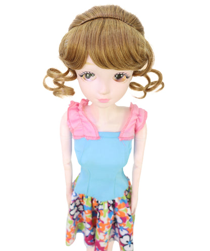 Wigs2you WD40-062 ブラウン ドールウィッグ、BJD 6インチヘア、難燃性合成ショートヘア、調節可能なキャップレスフィット