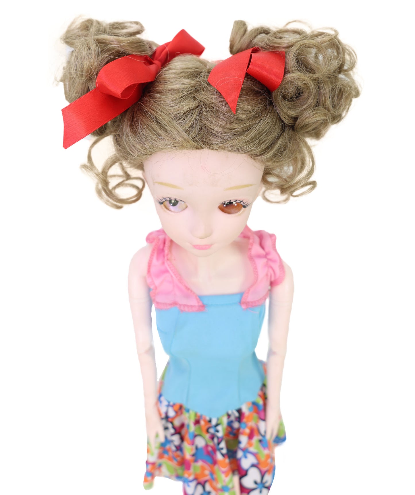 Wigs2you WD40-065 BJDドール用ウィッグ 5インチ ライトブラウン 難燃性合成繊維 カールヘア 調節可能なキャップレスフィット  "