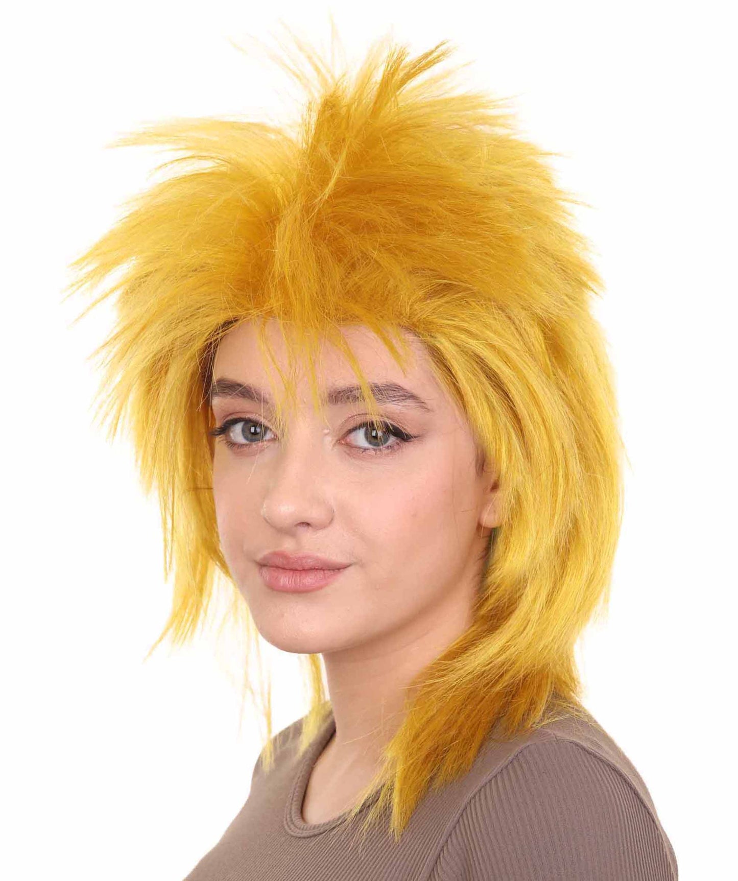 Wigs2you ハロウィン パーティー プレミアム H-1329 簡単に着用でき 快適なフィット感 80 年代女性ゴールド ロッカー スタイルウィッグ