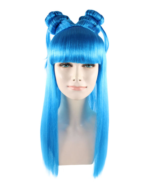 Wigs2you ハロウィン パーティー プレミアム レディース H-1227 快適なフィット感 ネオンブルー アジアン プリンセス ウィッグ