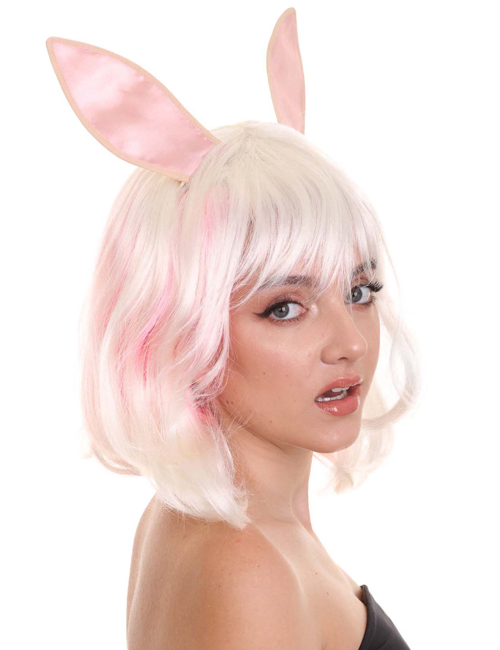Wigs2you ハロウィン パーティー プレミアム レディース H-1452 簡単装着 快適なフィット感 イースターバニー ホワイト＆ピンク ウィッグ II