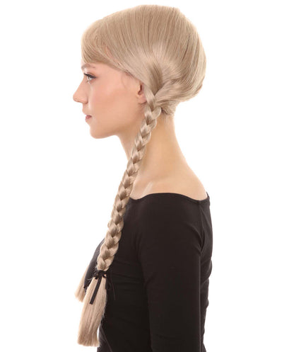 大人の女性用ダッチガールアッシュブロンドウィッグ H-3634 ハロウィンに最適 難燃性シンセティックファイバー