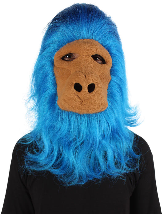 ハロウィンパーティープレミアムメンズ H-5647-BL ヘアリーユニセックスエイプティンセルマスクのみ 青 軟らかい合成繊維