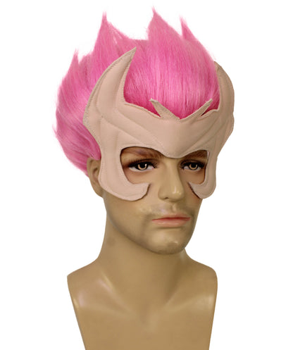 Wigs2you H-6917 メンズ アメリカンコミック ミュータント スーパーヒーロー ピンクウィッグ | ハロウィンに最適 | 難燃性合成繊維