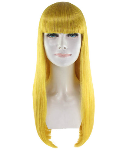 女性用 ロング ゴールド ボブ ウィッグ H-3356 ファンシー パーティー イベント レディ ハロウィン ウィッグ プレミアム通気性 キャプレス キャップ