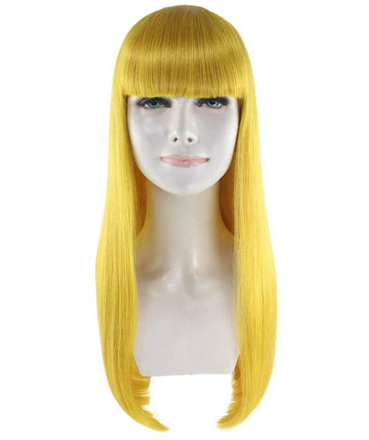 女性用 ロング ゴールド ボブ ウィッグ H-3356 ファンシー パーティー イベント レディ ハロウィン ウィッグ プレミアム通気性 キャプレス キャップ