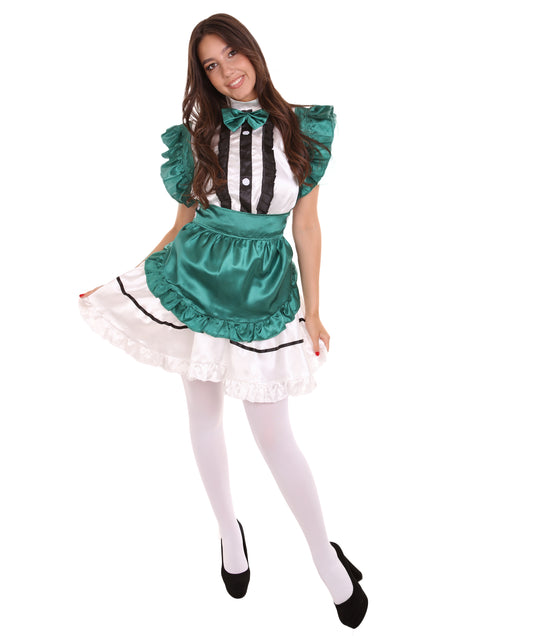 女性用 JCO-326_9 アニメ コスプレ フレンチメイド ファンシー ドレス ダークグリーン コスプレ コスチューム