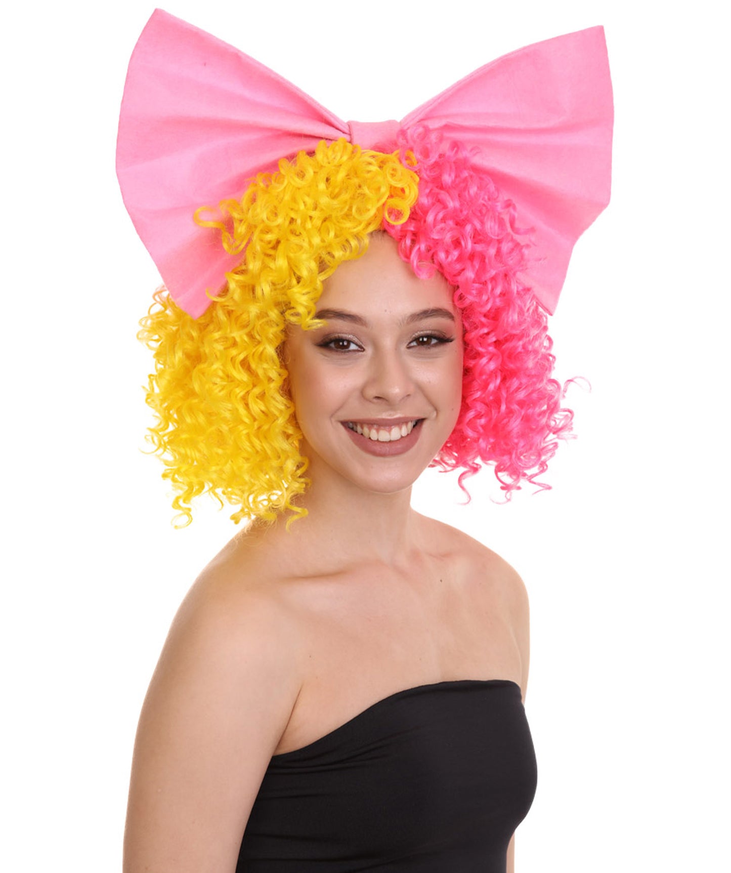 Wigs2you ハロウィンパーティープレミアムレディース H-1832 華やかに見えるオーストラリアンシンガーシア カーリーウィッグ ピンクリボン付き