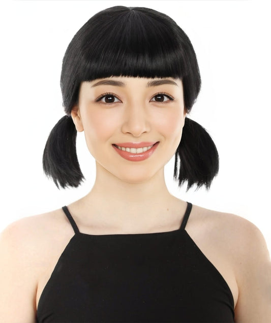 Wigs2you.com レディース ウィッグ 黒髪おさげ ヨンヒ風 韓国ドラマ風 フルウィッグ ハロウィン・仮装・コスプレ用 合成繊維 耐熱仕様 H-5491