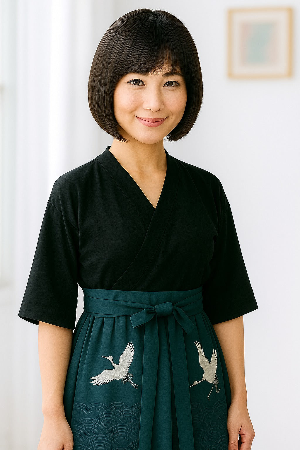 耐熱商品、サイドの毛が前下がりになったスタイル、大人っぽい洗練されたボブスタイルです、ウィッグネット付き W-1011