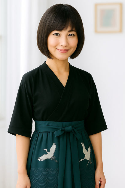 耐熱商品、サイドの毛が前下がりになったスタイル、大人っぽい洗練されたボブスタイルです、ウィッグネット付き W-1011