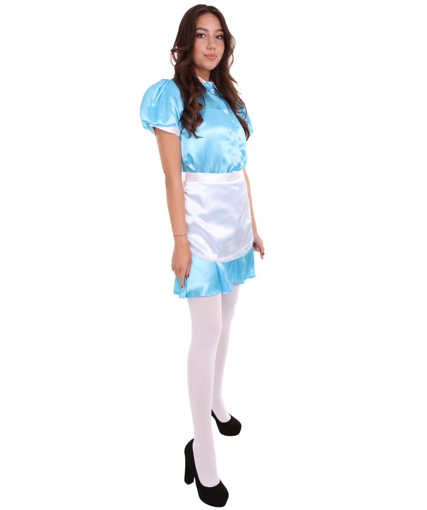 大人用女性の JCO-328_18 フレンチエプロンメイド制服 レイクブルー コスプレコスチューム