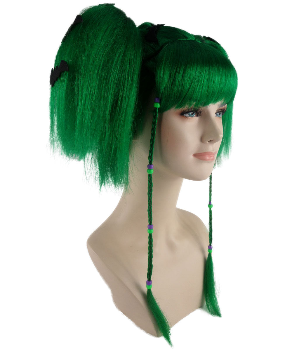 Wigs2you ハロウィンパーティープレミアム レディース H-701 バットエンジェルウィッグ ダークグリーン色
