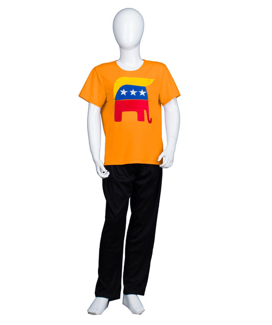 子供用 JCO-176(Kids)_1 エレファント プレジデント ヘア スタイル Tシャツ オレンジ コスプレ コスチューム