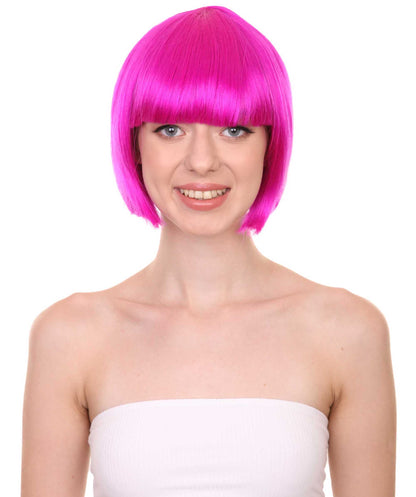 ネオンフューシャボブ女性用ウィッグコレクション H-3299 パーティー準備完了の華やかなコスプレハロウィンウィッグ プレミアム通気性のあるキャップレスキャップ