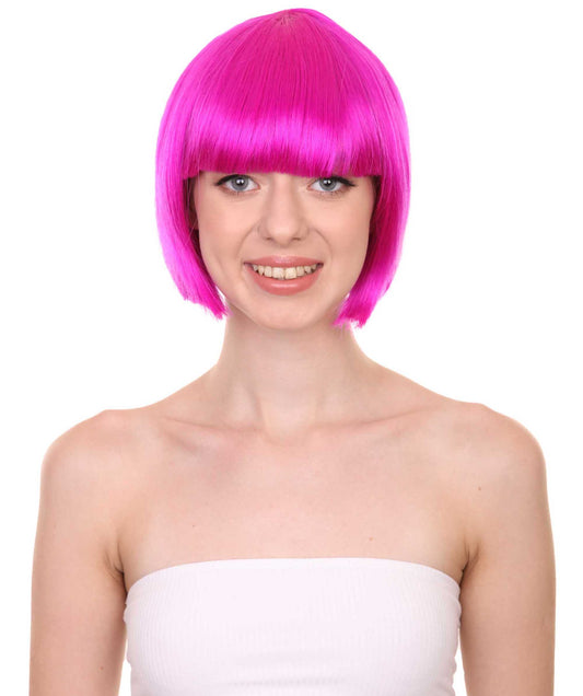 ネオンフューシャボブ女性用ウィッグコレクション H-3299 パーティー準備完了の華やかなコスプレハロウィンウィッグ プレミアム通気性のあるキャップレスキャップ