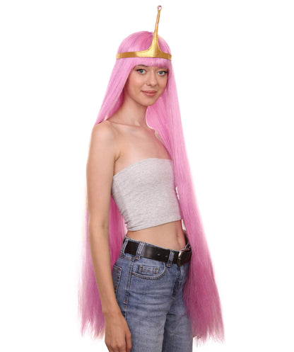 プレミアムハロウィンパーティーレディ H-5472 エクストラロングレングス ピンク バブルガムキャラクタープリンセスウィッグ ピンク
