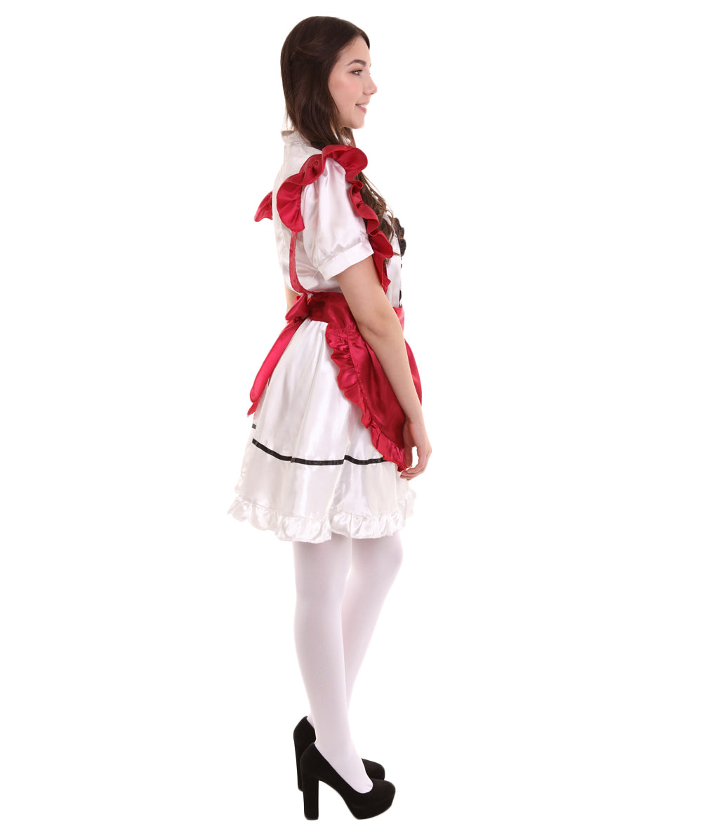 女性用 JCO-326_17 アニメ コスプレ フレンチメイド ファンシー ドレス ダークレッド コスプレ コスチューム