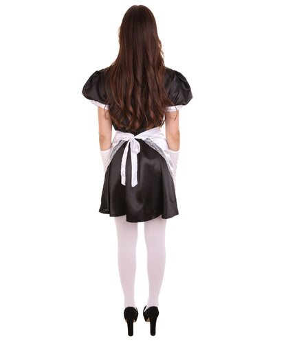 大人用女性の JCO-328 フレンチエプロンメイド制服 ブラック コスプレコスチューム