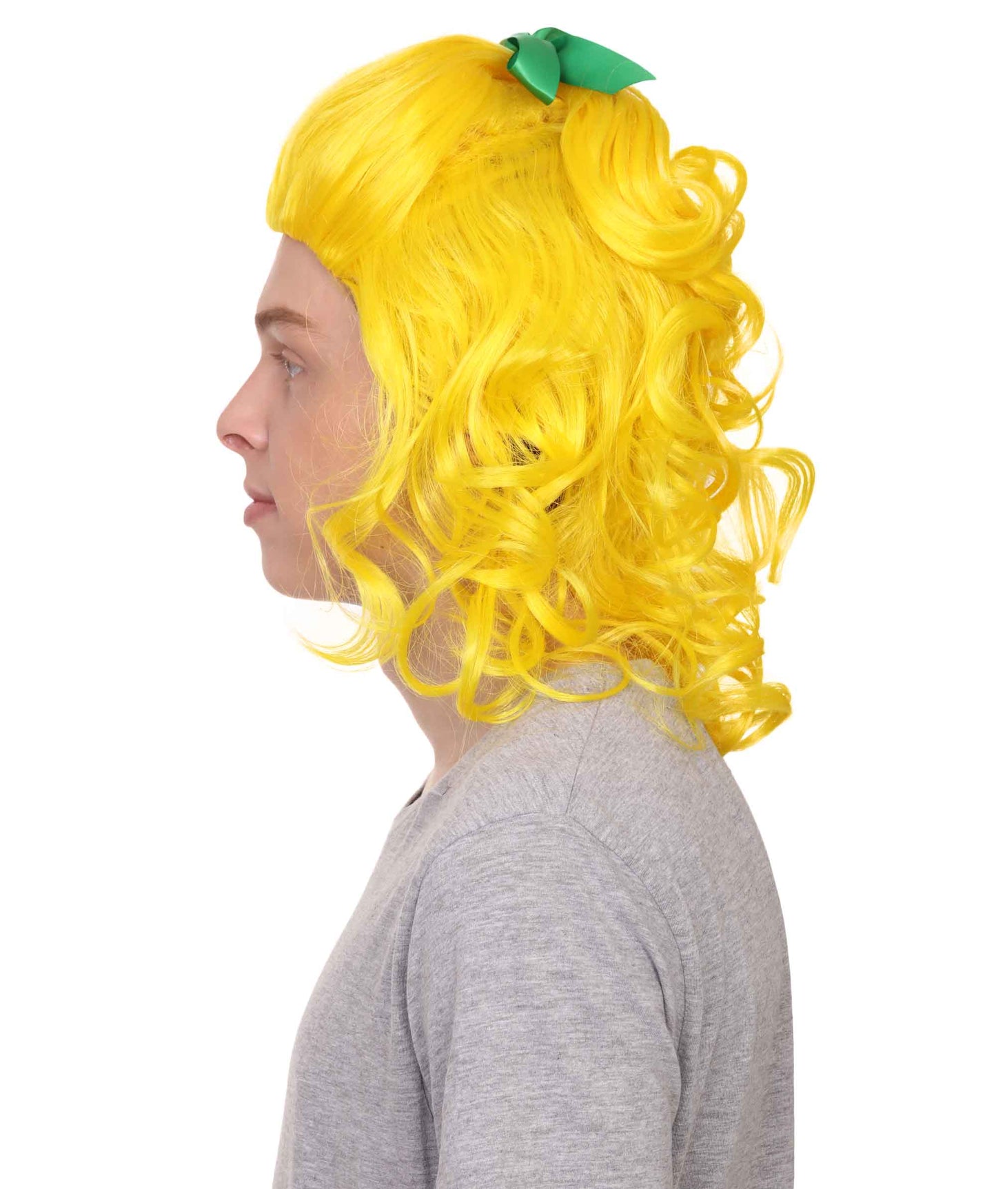 アグリー シスター 男性用 H-1559 フェアリーテール ウィッグ イエロー ハロウィン ウィッグ プレミアム通気性キャップレスキャップ