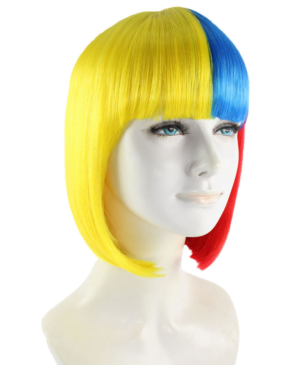 ハロウィンパーティープレミアムレディース Flag-002 ボブウィッグ マルチカラー ファンシーキャラクターファッションウィッグ ソフト合成繊維