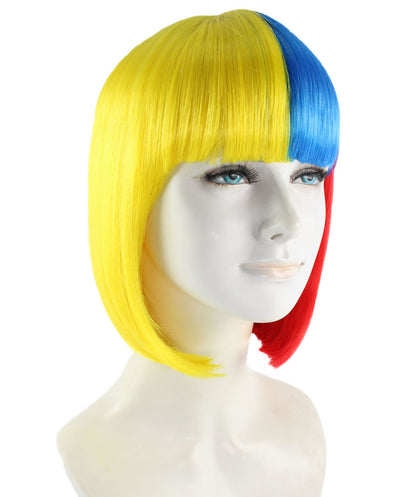 ハロウィンパーティープレミアムレディース Flag-002 ボブウィッグ マルチカラー ファンシーキャラクターファッションウィッグ ソフト合成繊維