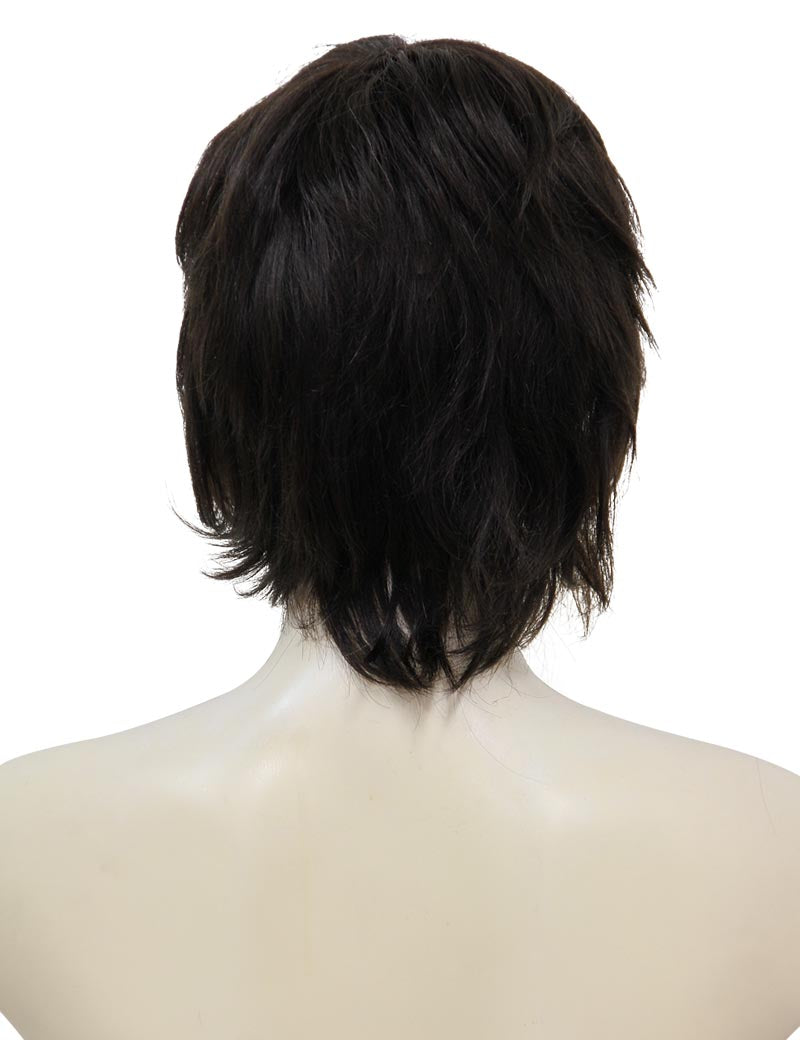 人毛100％！ストレートショートウィッグ。すっきりとかっこいい ウィッグネット付きHH-115