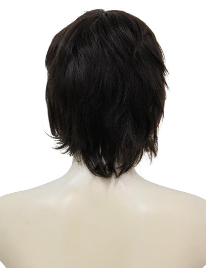 人毛100％！ストレートショートウィッグ。すっきりとかっこいい ウィッグネット付きHH-115