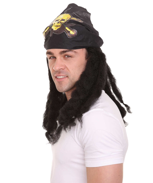 Wigs2you ハロウィンパーティ プレミアムメンズ パイレートディープブラックカラーウィッグ H-320