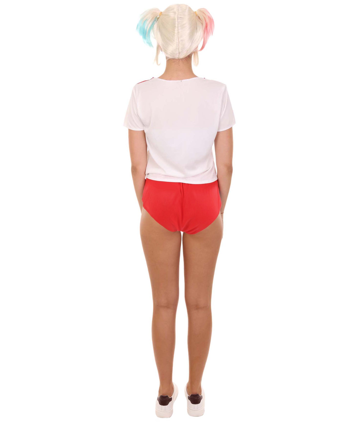 女性 JCP-043 のマッドガール衣装 ホワイト レッドとブルーコスプレ衣装