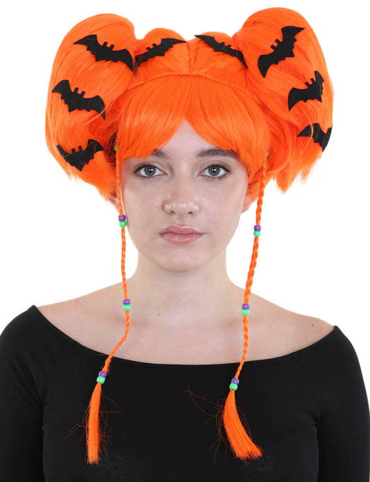 Wigs2you ハロウィンパーティープレミアム レディース H-695 バットエンジェルウィッグ ネオンオレンジカラー