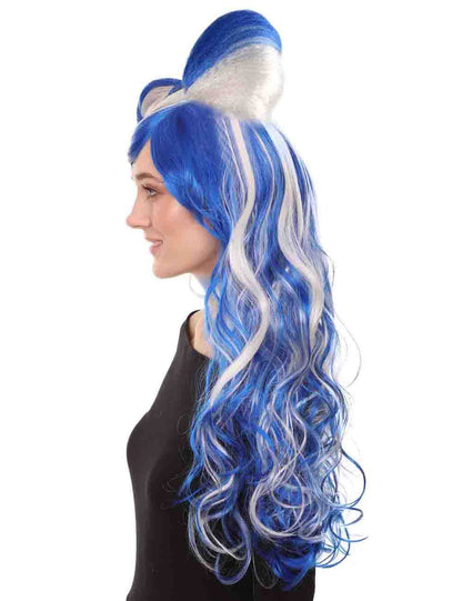 ブルーバタフライウィッグ   ロングカーリーツートンカラー昆虫コスプレハロウィンウィッグ   プレミアム通気性キャップレスキャップ H-283