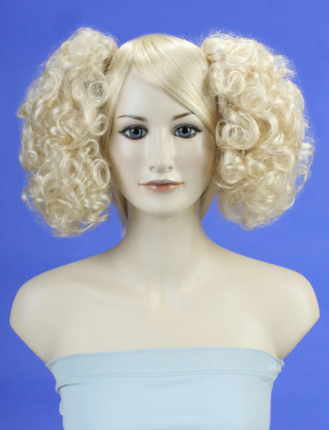 レディースファッション W-8313 セットポニーテール コームクリップデザイン プラチナブロンド ヘアピースウィッグ 合成繊維