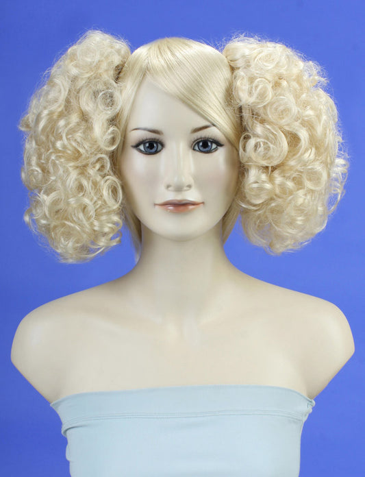 レディースファッション W-8313 セットポニーテール コームクリップデザイン プラチナブロンド ヘアピースウィッグ 合成繊維