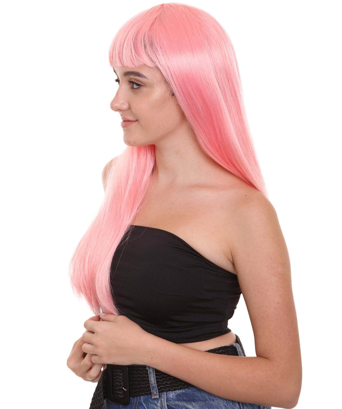 ロングボブコーラル女性用ウィッグ H-3347 華やかなパーティーイベント準備完了のハロウィンウィッグ プレミアム通気性のあるキャップレスキャップ