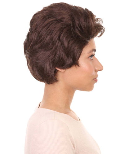 女性用ショート グリース リゾ ブラウンウィッグ H-4682 プレミアム通気性キャップレスキャップ