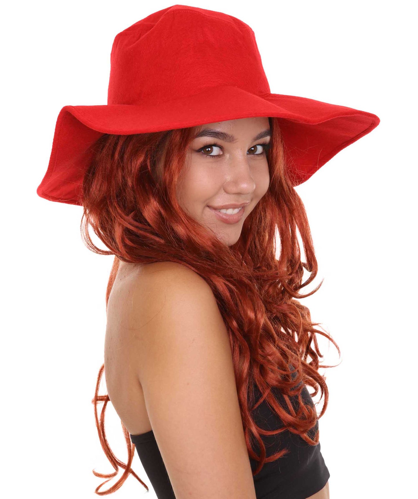 ハロウィンパーティプレミアム H-5236 レディース コスプレ魔女の長い茶色のウィッグ帽子付き