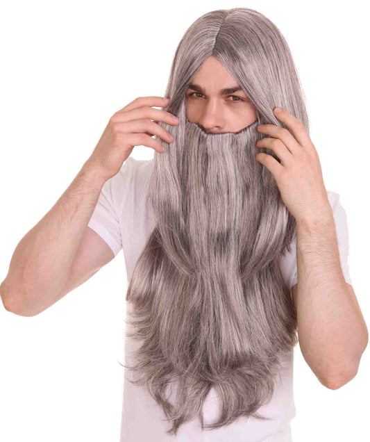 ハロウィンパーティ プレミアム 男性用 H-4402 ロングウィザードウィッグとひげセット