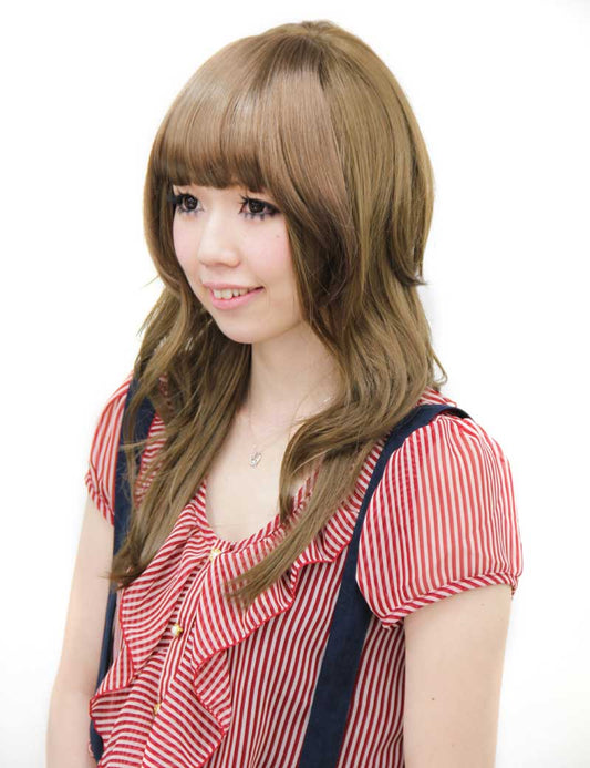 前髪ウィッグ W-8104！横髪ありのパッツンスタイル。重めのスタイルで小顔効果抜群！