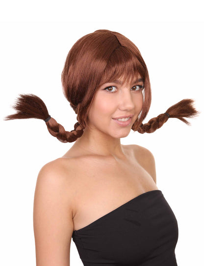 Wigs2you ハロウィンパーティー プレミアム レディース H-1650 簡単装着 とても快適 ピッピ ダークブラウン