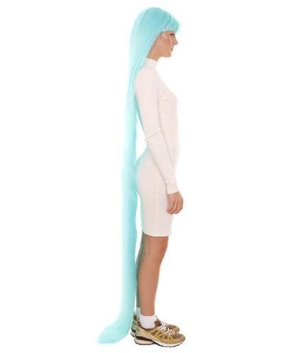70エクストラロングライトブルー女性用ウィッグコレクション H-3255 華やかなハロウィンウィッグ プレミアム通気性のあるキャップレスキャップ