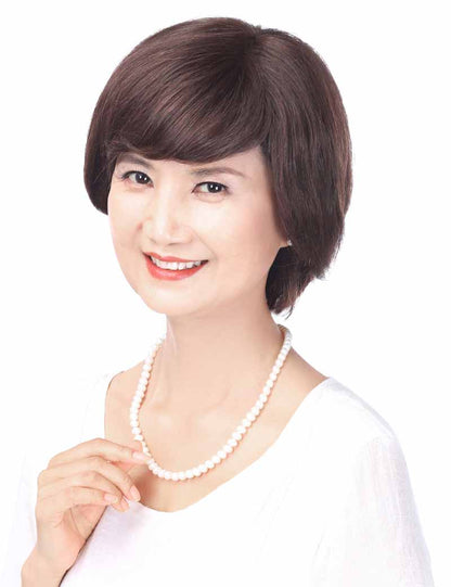 女性用人毛ミックス総手植えウィッグ！びっくりする軽さ長時間被っても大丈夫な医療ウィッグ、ウィッグネット付き