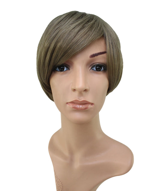 "ショットウィッグ☆斜めの前髪と耳側までの毛先は絶妙なマッチ☆ ウィッグネット付き♪ W-764 "
