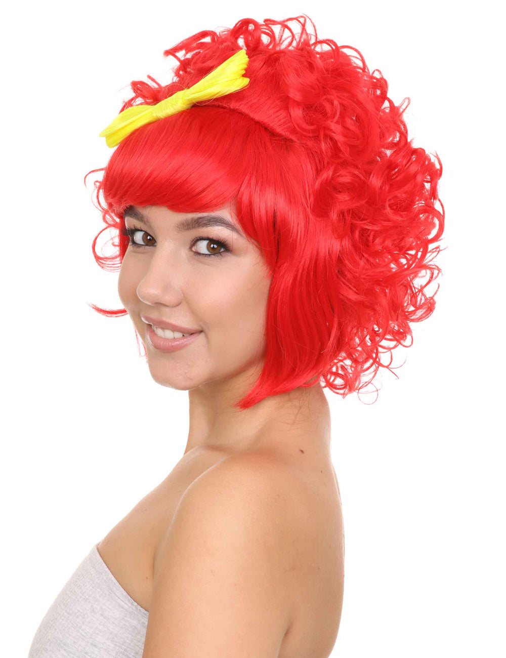 レディウィッグ  レディーススーパーサイズジャンボキャラクターレッドコスプレハロウィンウィッグ   プレミアム通気性キャップレスキャップ H-287